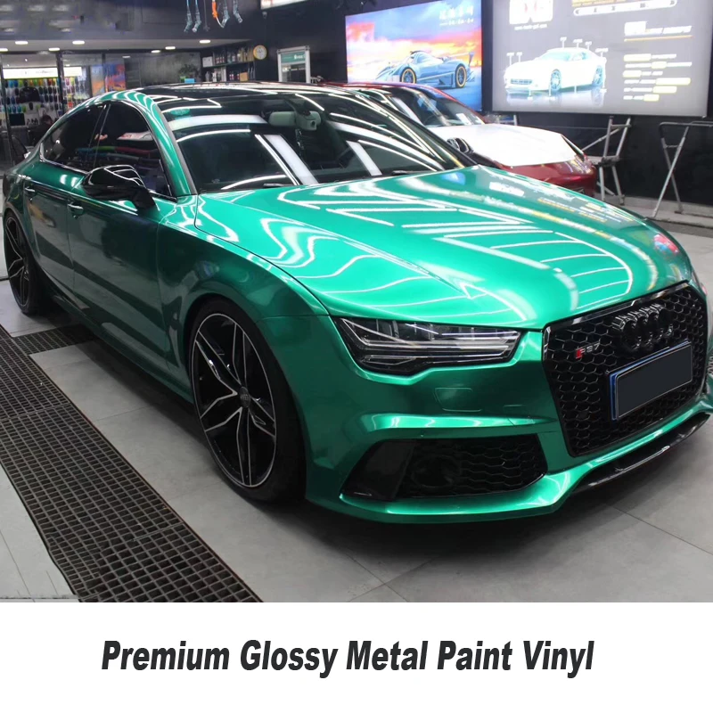 

glossy metal paint ocean green wrapping film Metal paint vinyl for High end car Customer feedback picture