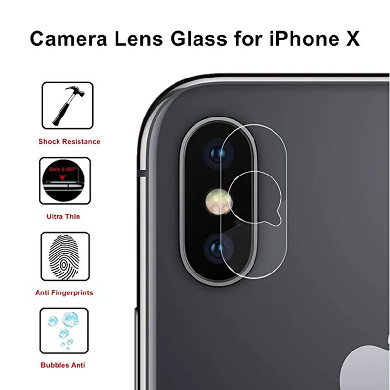 

2 Pcs Back Camera Lens Film For iPhone X Clear Tempered Glass Screen Protector Protective Glass On iPhone XS