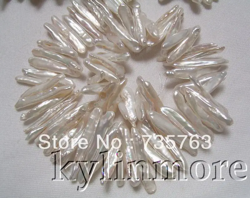 

Free shipping xiuli 00130 5x28mm-6x42mm White Reborn Keshi Biwa Pearl Necklace