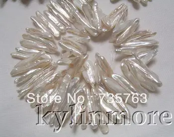 

Free shipping xiuli 00130 5x28mm-6x42mm White Reborn Keshi Biwa Pearl Necklace