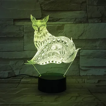 

3D Fox Lamp LED Nightlights with Touch Table Lamp as Children Gifts 7 Colors Change Home Party Decor USB Or Battery Box Supply