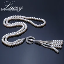 Lacey, новинка, ожерелье из натурального пресноводного жемчуга, свадебное для женщин, 90 см, длинное, большой белый жемчужный, ожерелье, ювелирное изделие, модные, для девушек, подарки