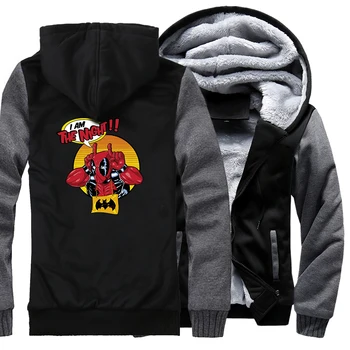 

2018 Autumn Winter Thick Jacket For Men Clothing Streetwear Hoody BATMAN Funny Hip Hop Sweatshirt Men's Hoodies Jackets Coat