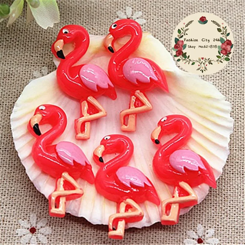 

10PCS Kawaii Resin Cartoon Animal Flamingo Flatback Cabochon Embellishment Accessories DIY Scrapbooking Craft Making,22*35mm