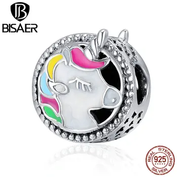 

Authentic 100% 925 Sterling Silver Round Shape Animal Licorne Charms Beads Fit Charms Bracelet 925 Silver charm Original Jewelry