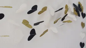 

Ivory Black Gold glitter heart paper 10ft banners, Gold , White Black wedding decor, Birthday Party, Paper heart garland
