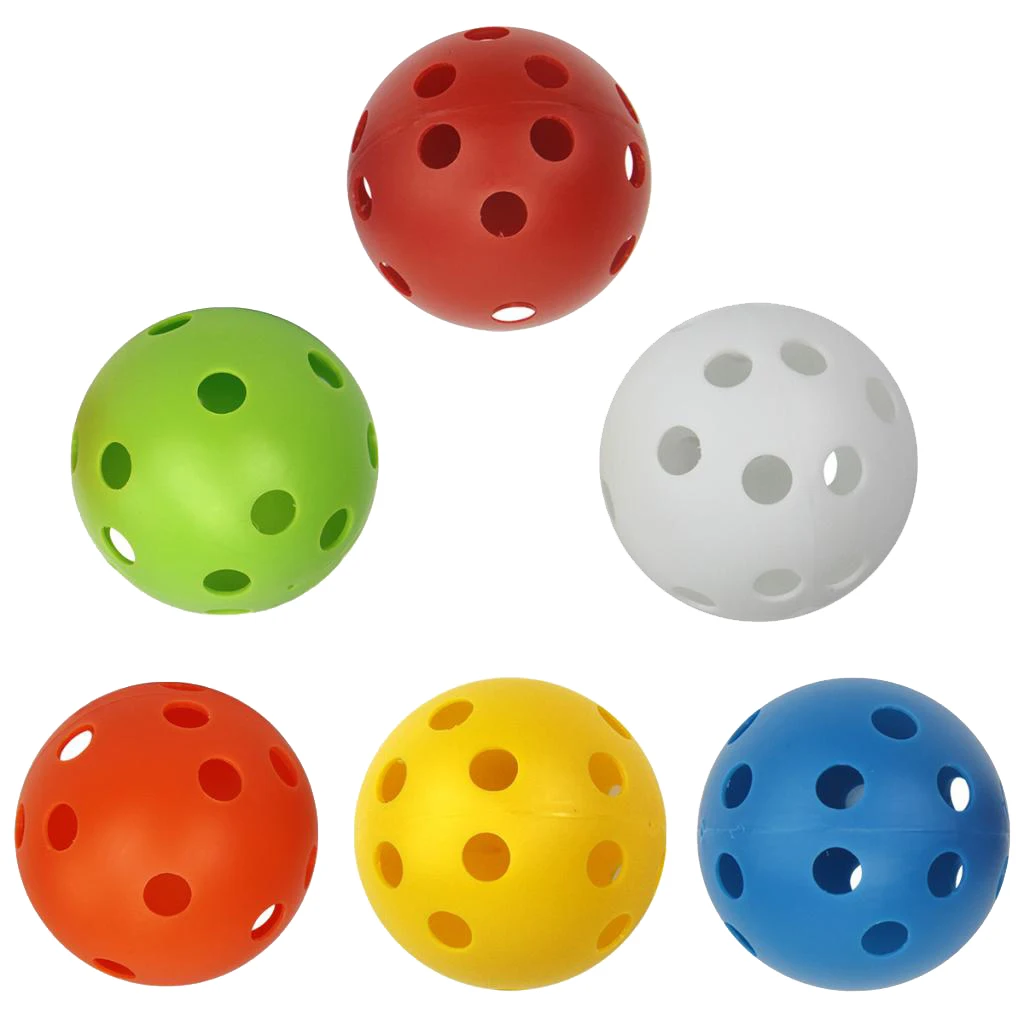 6-Pack Plastic Golf Practice Balls – Airflow Hollow Golf Training Balls for Driving Range/ Swing Practice Home Backyard Use 