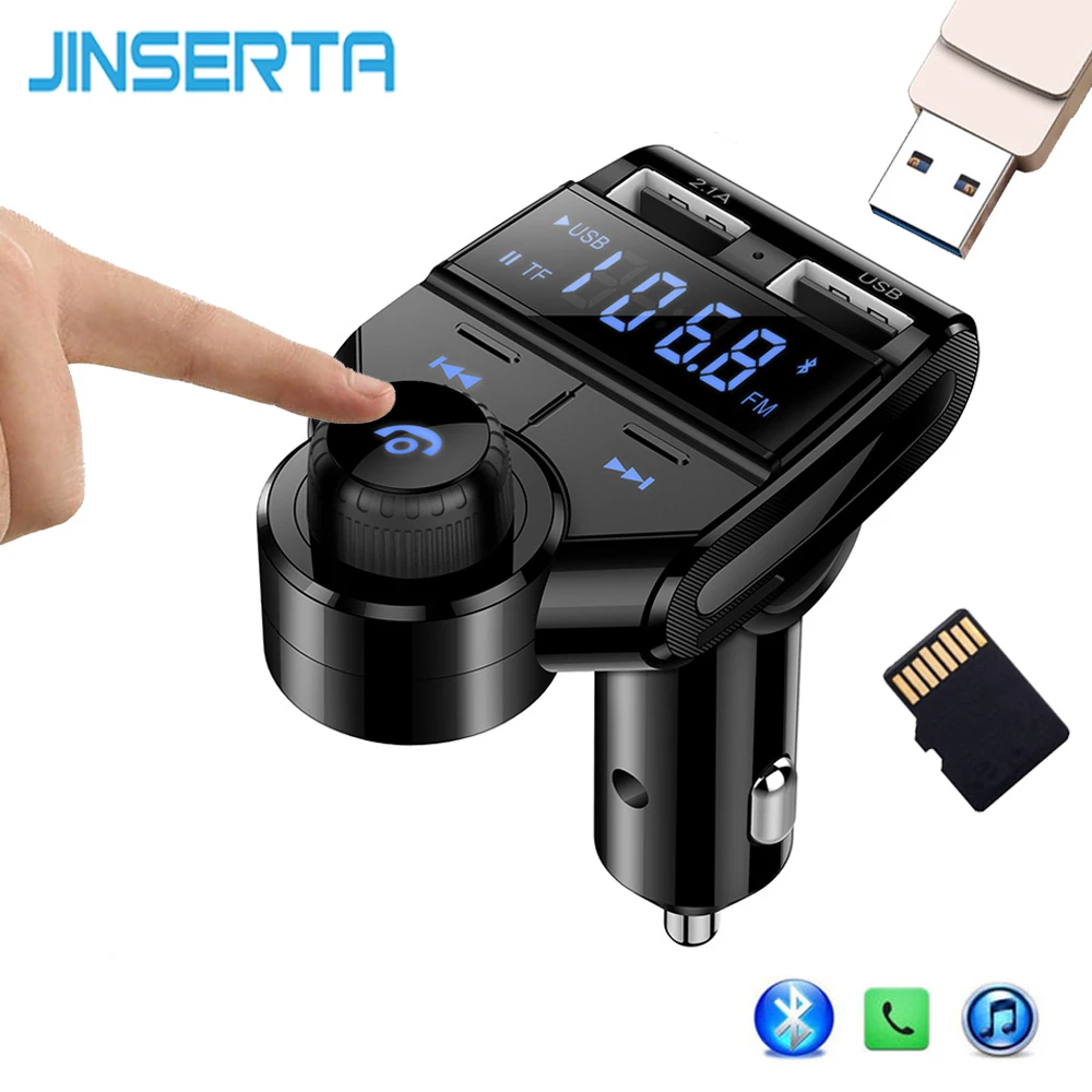 Беспроводной автомобильный комплект JINSERTA Bluetooth V4.2 FM передатчик громкая связь ЖК