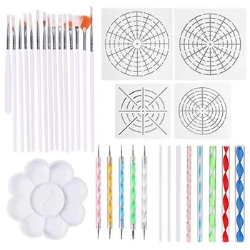 

33pcs Mandala Dotting Tools Set Dotting Pens Brush Mandala Stencil Palette for DIY Modeling Clay Painting Rocks Drawing Drafting