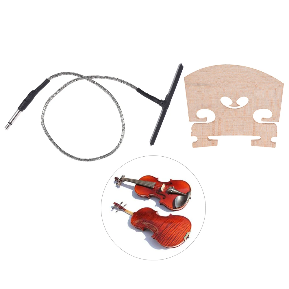 4/4 Full Size Violin Upright Bridge with Rod Pickup Piezo Set for Electric Violin Parts