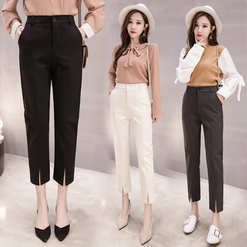

Fashion Ankle-length Classic Harem Pants Women 2019 Spring Summer New Arrivals Female Casual Button Fly Trousers Bottoms