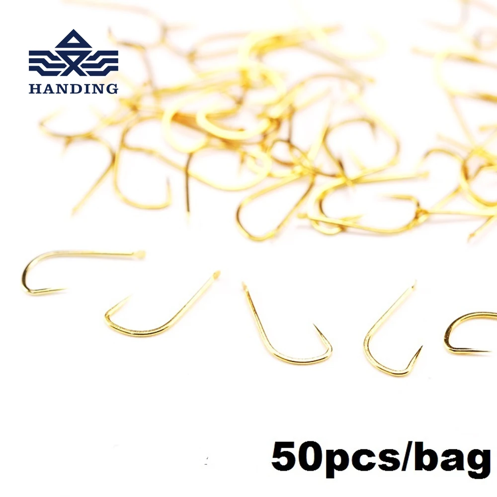 Handing 1 7 golden high carbon Hooks Barbed Fishing Hooks High