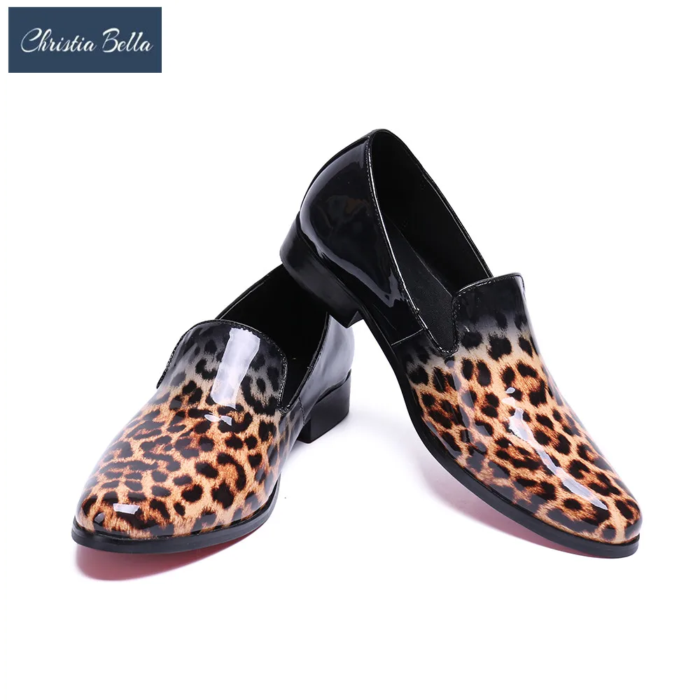 

Christia Bella New Design Men Loafers Low Heels Shoes Leopard Man Flats Fashion Gental Casual Zapatillas Hombre Stage Outfit