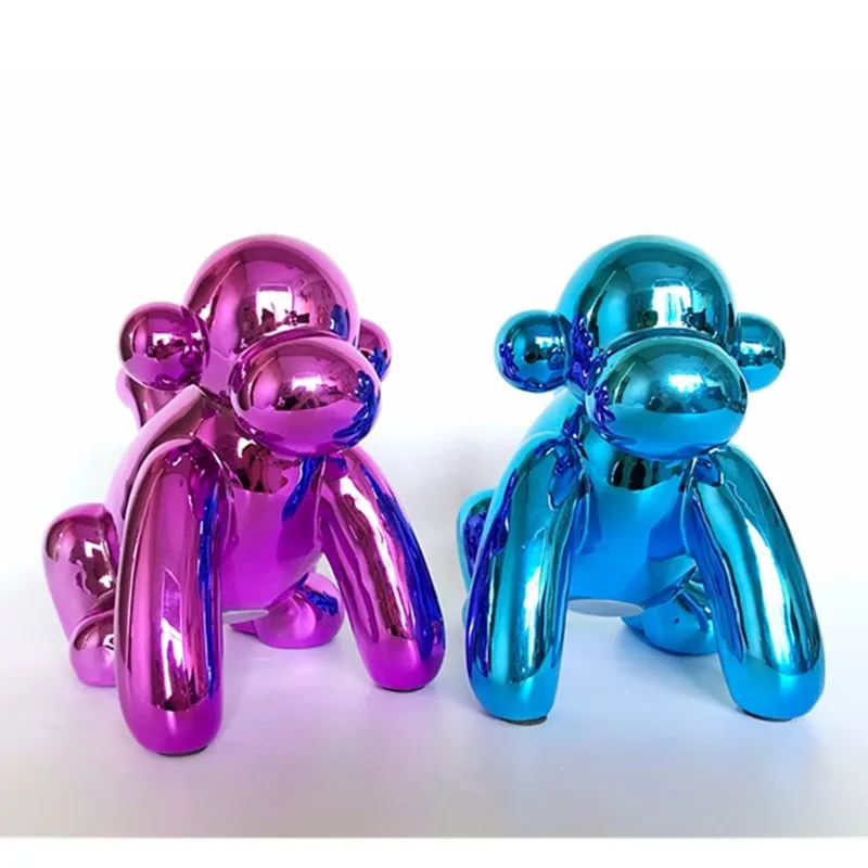 

Metal Plating Rose Red Balloon Monkey Statue Animals Money Box Figurine Ceramic Art Craft Home Decoration Ornament R1294