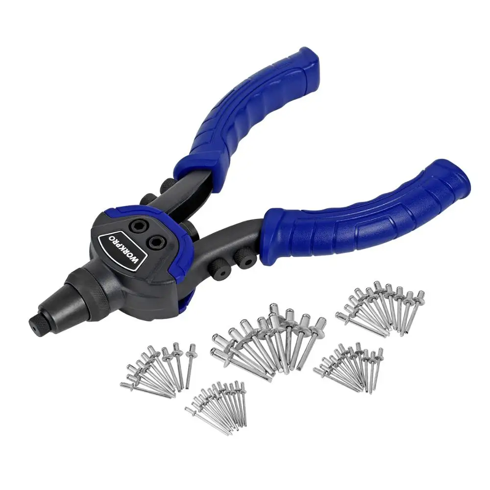 WORKPRO 10" Hand Riveter Rivet Nut Guns Riveter Gun with 5 Replaceable Nosepieces