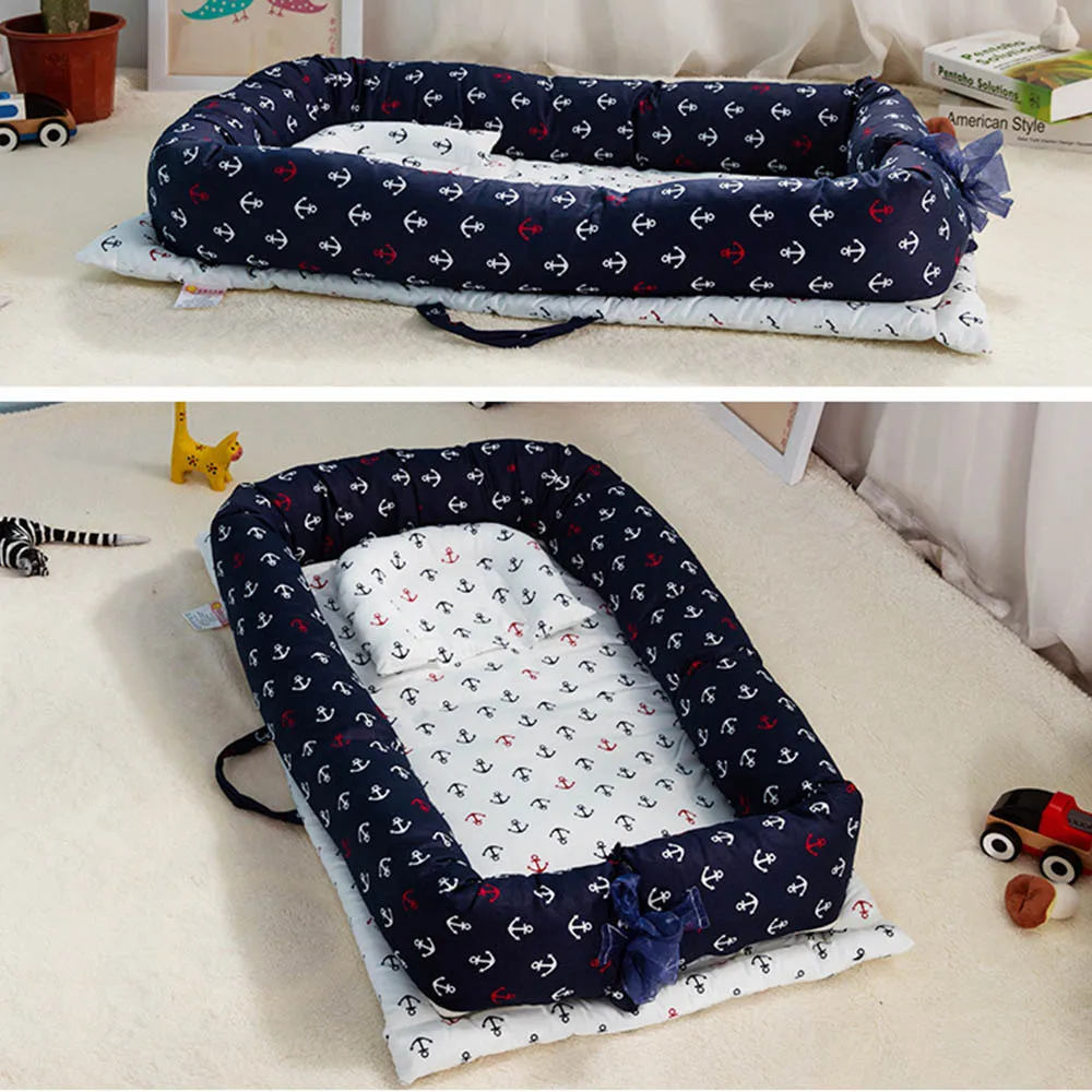 Черный Разборная Детские гнездо кровать Портативный складная детская кроватка для новорожденных дорожная кровать спальное место для младца для новорожденных и детей ясельного возраста 90*55*15 см - Цвет: Черный