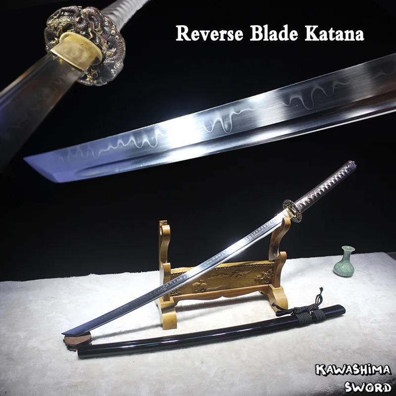Handmade Traditional Reverse Sword Japanese Katana Real Steel T10 Blade