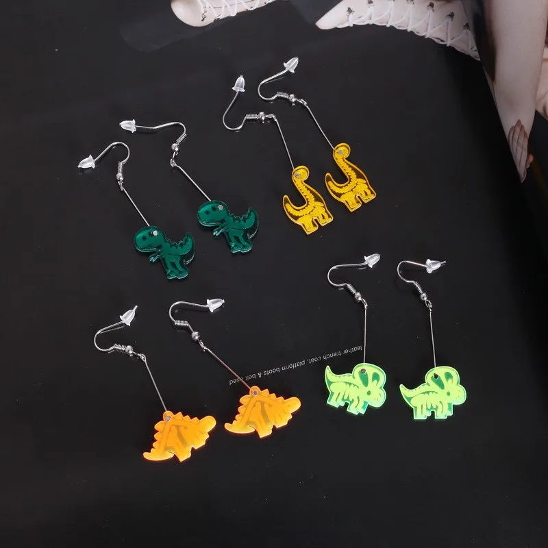 

Lovely Cute Acrylic Dinosaur Drop Earrings Punk Party Animals Skeleton Earring For Women Fashion Dangle Jewelry Wholesale Bijoux