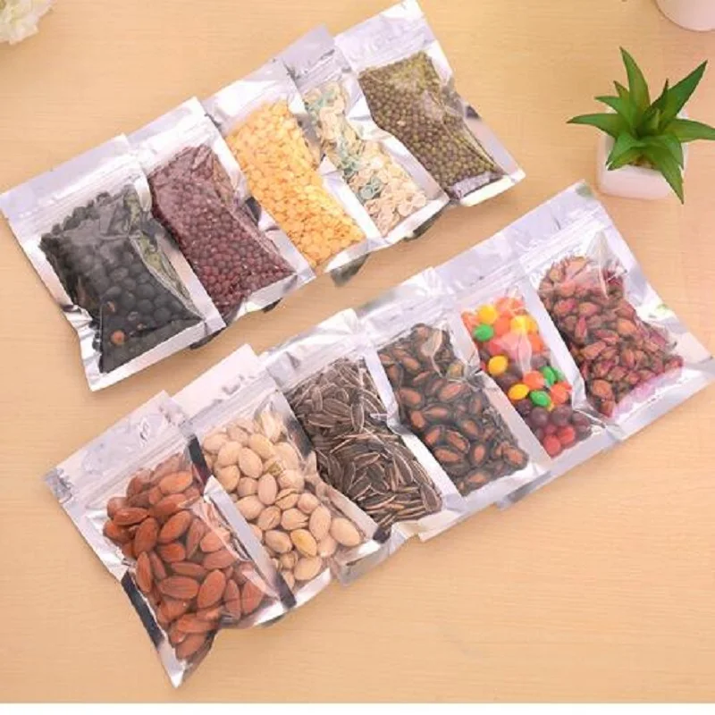 100 шт 14*9 см ZipLock пластиковый пакет с застежкой мешок упаковки еды алюминиевая
