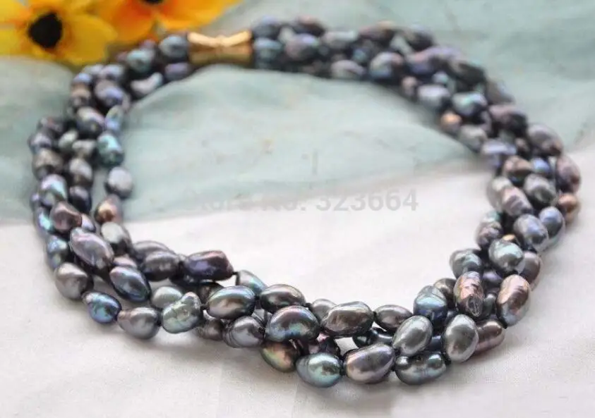 

4row 17" 13mm black BAROQUE FRESHWATER PEARL NECKLACE