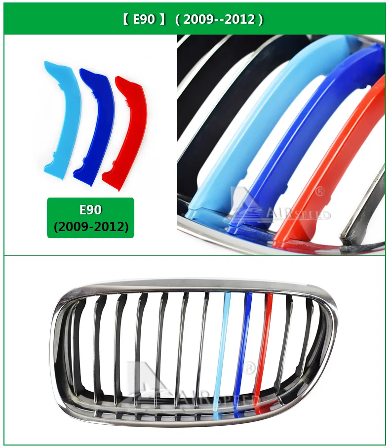 Airspeed Car Front Grill Stripes Covers for BMW 3 Series 3GT F30 F34 E90 Motorsport Decoration Strips Trim Stickers Car-styling (12)