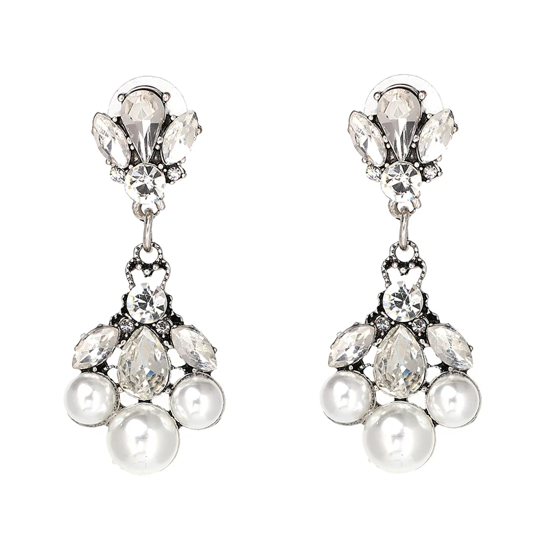 Cute off white Stud Earrings Water Drop Small Crystal Stud Earrings for Girls Women Fashion