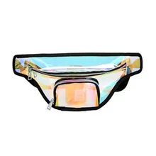 Модные блестящие кожа Талия пакеты женщины серебряный пояс Водонепроницаемый мешок талии лазерной голограммой Прозрачная Талия пакеты