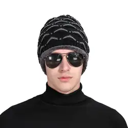 Шерстяной вязаный зимние шапки осень из искусственного меха Шапки для Для мужчин Для женщин 2018 теплый флис с напуском Skullies шапочки