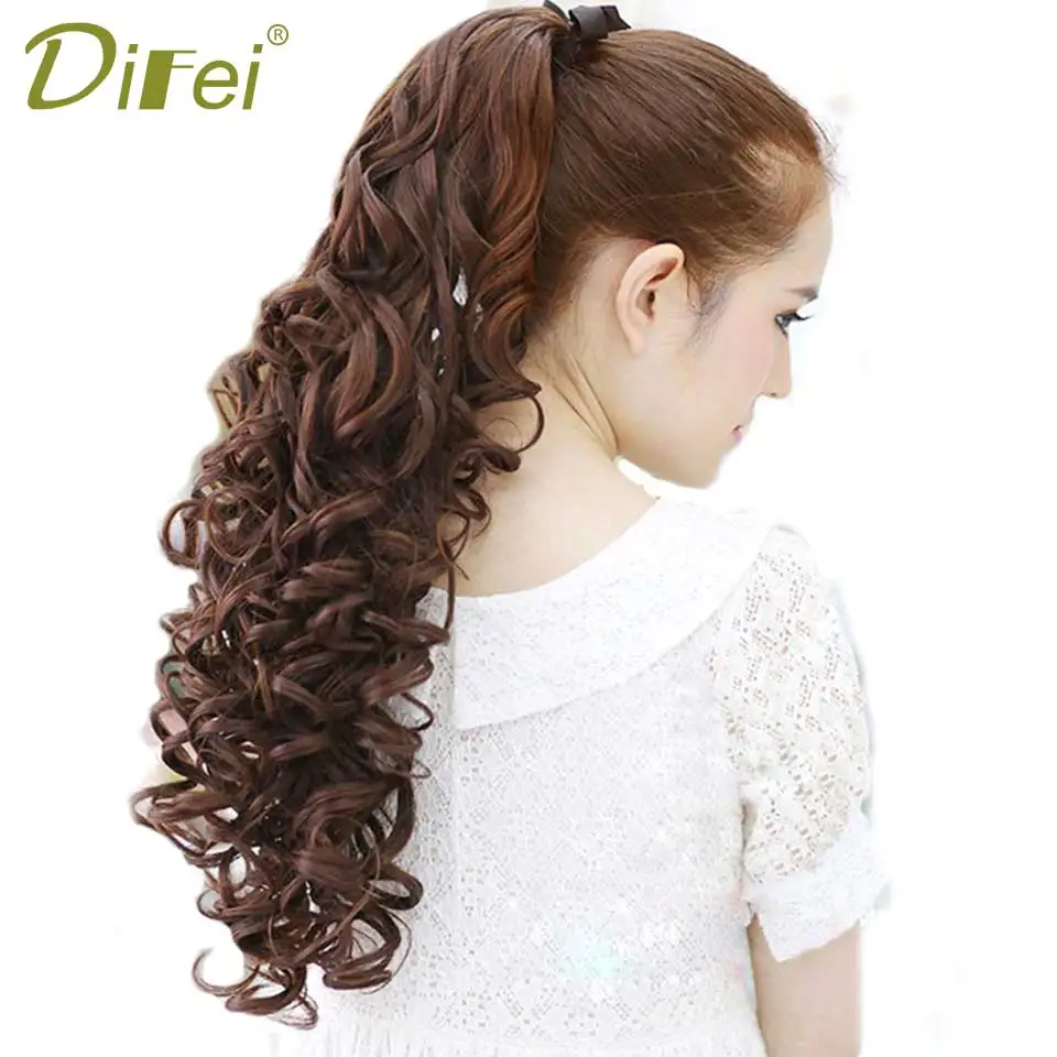 

DIFEI Long Wavy Ponytail Hairpieces Heat Resistant Fake Hairstyles Long Wavy Flip Clip in Hair Extensions Hair Tail Ponytail