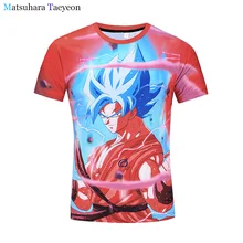 

2018 3D tshirt summer mens Crew Neck Short Sleeve fashion Cartoon dragon pearl Goku cotton polyester t shirt printed t-shirts