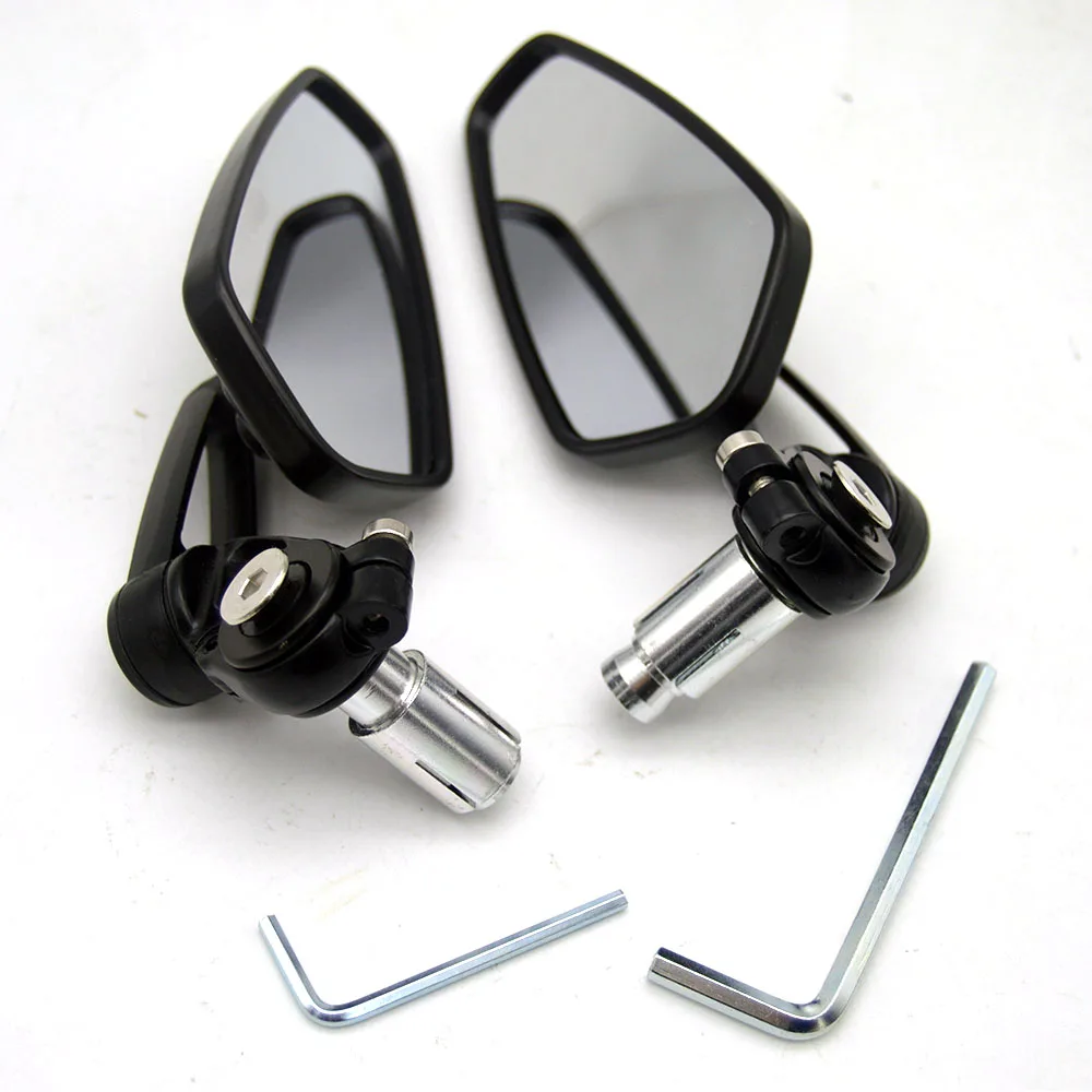 1 Pair 7//8 22mm Motorcycle Rear View Black Handle Bar End Side Rearview Mirrors