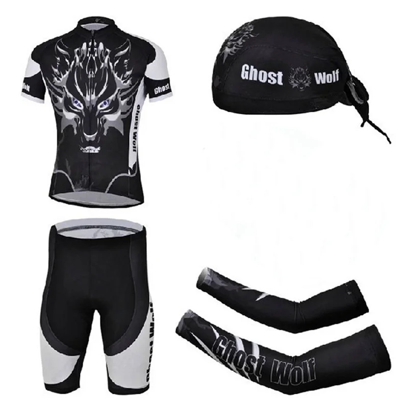 

Bicycle Cycling Short Jersey Kit Arm Warmers Sleeves Scarfs Bicicleta Ciclismo Road Bike Clothing Set For Men Wolf Ghost