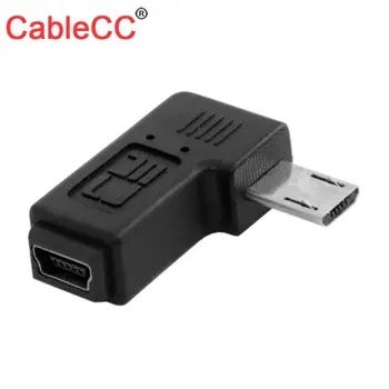 

10pcs/lot CY Cablecc 9mm Long Connector 90 Degree Right Angled Micro USB 2.0 5Pin Male to Mini USB Female Extension Adapter