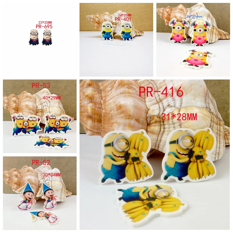 

Free shipping 30 pcs planar resin ribbon minions resin pr416