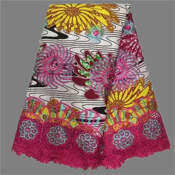 

Pretty colorful print African beaded embroidery ankara wax fabric for wedding/party dress WLF169(6yards/lot)