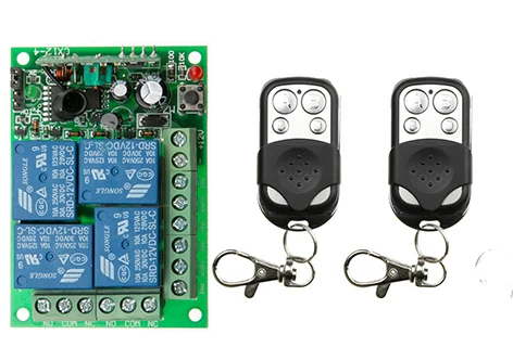 DC 12 V 24 V 4CH 10A Радиоуправление Лер RF беспроводной кнопочный пульт дистанционного управления Переключатель 315 МГц, 433 МГц передатчик+ приемное устройство для открытия двери гаража - Color: Brown