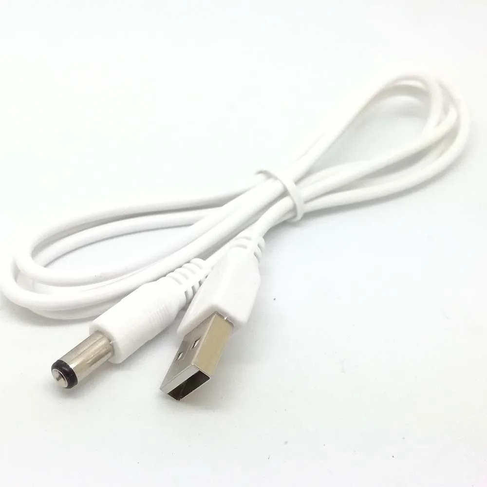 Белый ПК ноутбук USB штекер до 5 В DC 5,5 мм x 2,1 мм баррель разъем кабель питания Кабель зарядного устройства