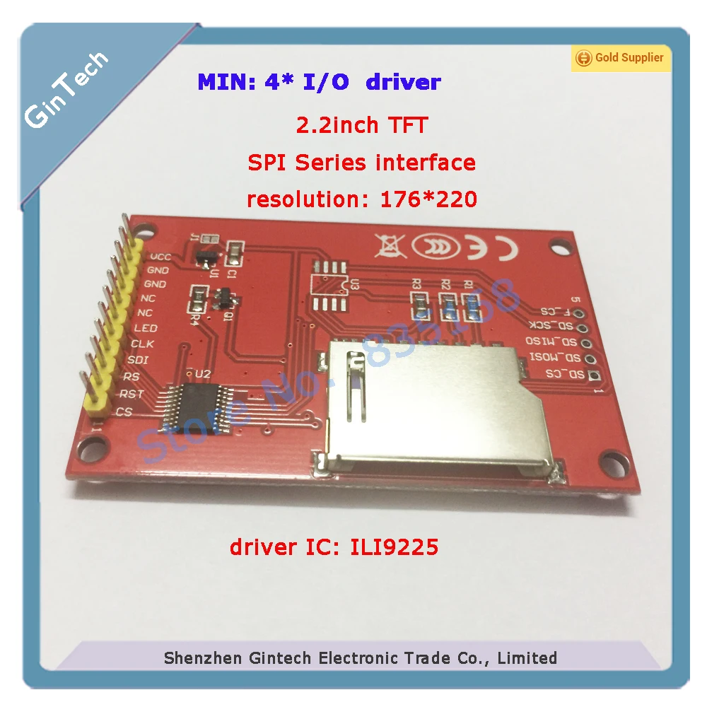 2,2 дюймовый TFT последовательный SPI lcd Разрешение 176*220 2,2 дюймов lcd для arduino, 5 V/3,3 V Драйвер IC ILI9225 с sd-слотом