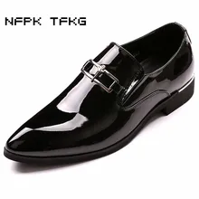 Большой размер, мужской кошелек, Свадебная вечеринка, торжественное платье, яркая обувь из лакированной кожи, без застежки, оксфорды, обувь с острым носком, лоферы