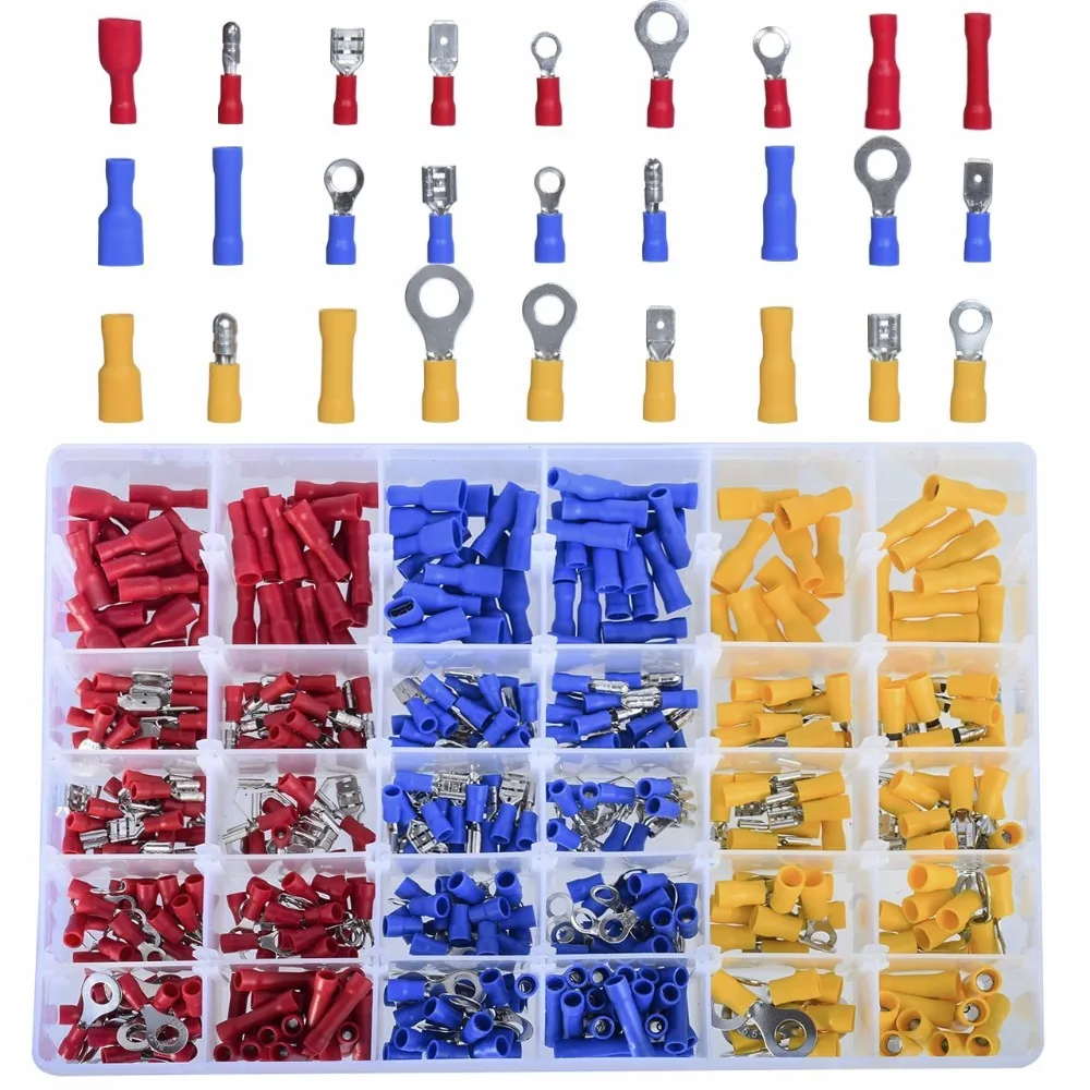 Goedkoop 480 stks Geïsoleerde Bedrading Terminals Draadconnectors Assortiment Elektrische Crimp Terminals Kit Crimp Connectors Kabel Terminal