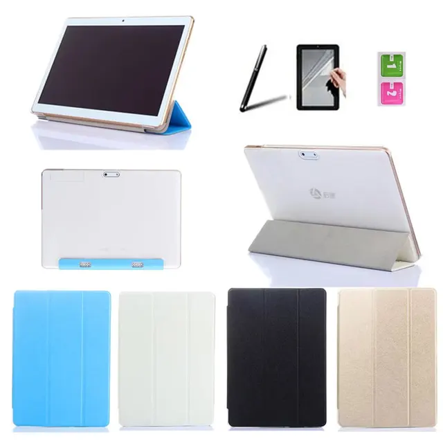 tri fold book cover color ultra slim pu leather transparent back case for ibowin tablet