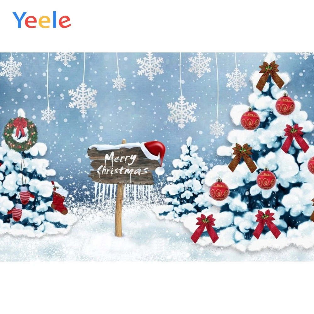 

Yeele Merry Christmas Snow Ball Pine Tree Snowflake Kid Photographic Backgrounds Baby Photography Backdrops For the Photo Studio