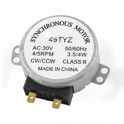 

AC 30V 3.5/4W 50/60Hz 4/5RPM Synchronous Motor 49TYZ for Microwave Oven