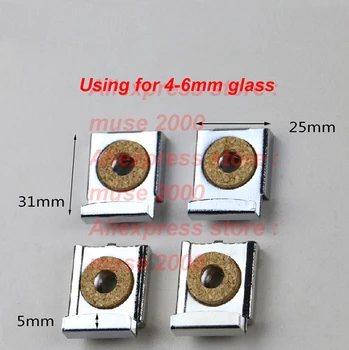 

Steel Mirror bracket bathroom mirror board 4-6mm thickness clamp clip square chrome glass Advertising steel plate supporter