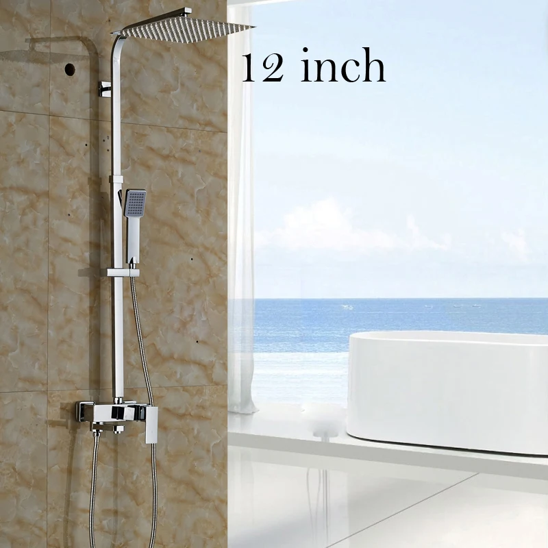 Luxury Chrome Stainless Steel 8 10 12 inch Rainfall Shower Faucet Bath and Shower Mixers with