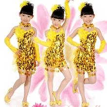 Производительность Красный Розовый цвет синий, черный; Большие размеры 34–43 желтый Набор Мода Румба латинские танцы платье Танго Samba 110-160 см Professional для девочек костюм