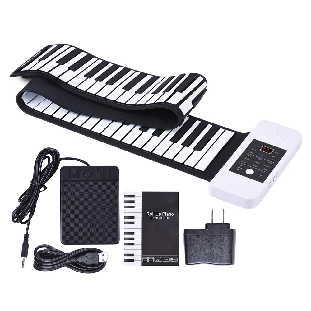 88 клавиш рулон пианино Кремниевая рука электронная USB клавиатура Встроенный литий-ионный аккумулятор и громкий динамик с одной педалью