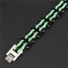 Шарм локомотив chian нержавеющая сталь велосипедная цепь браслет для мужчин большой зеленый браслет черный подарки для мужчин аксессуары панк Мужской