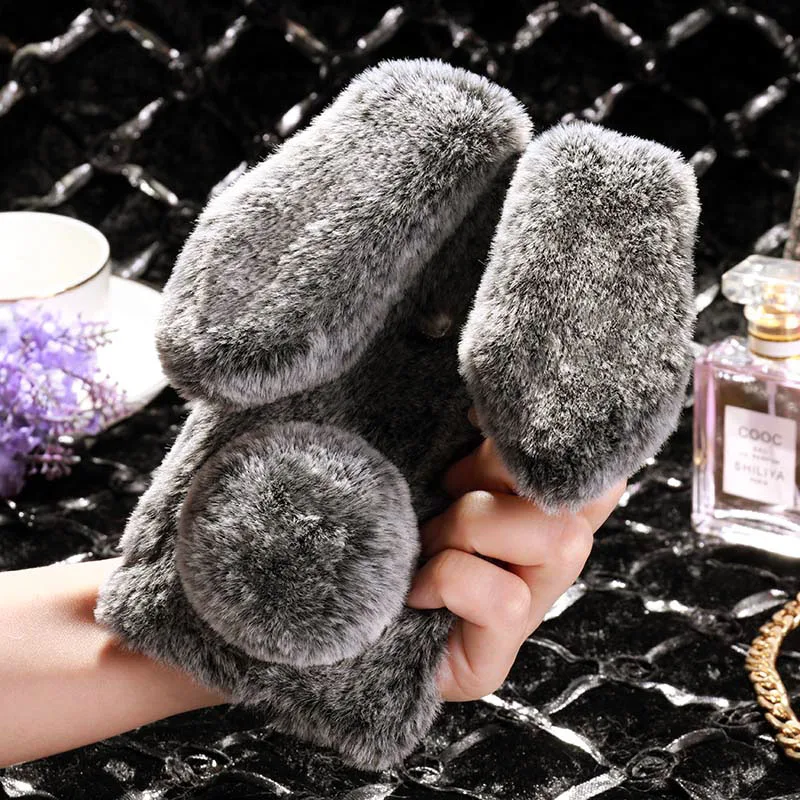 

Luxury Warm Rabbit hair Cases For Xiaomi Mi 8 Lite Youth Case Cute Furry Soft TPU Case For Xiaomi Mi 8X Housing Cover bags
