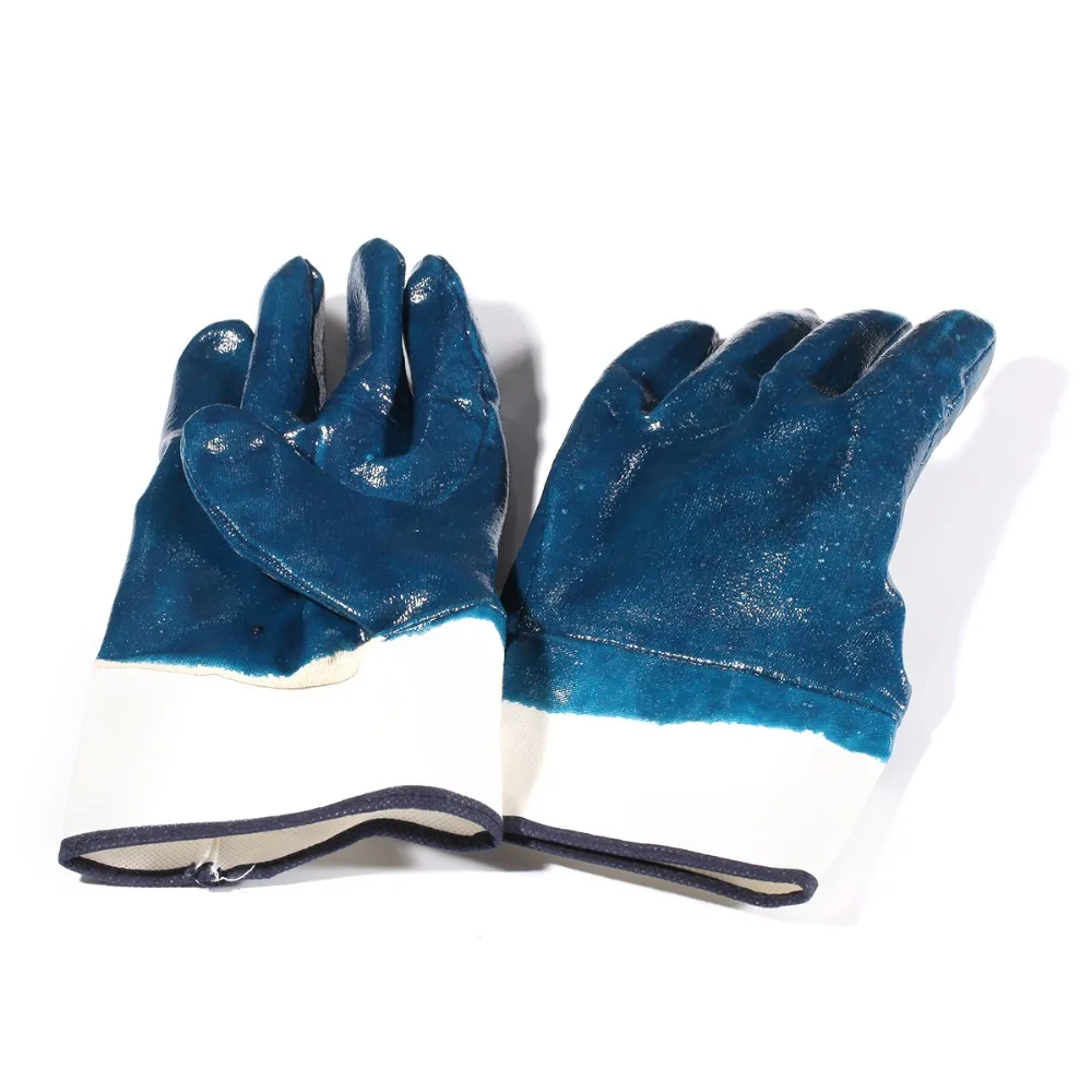 2 пары водонепроницаемых мужских рабочих перчаток синие нитриловые резиновые маслостойкие перчатки защитные перчатки для обработки краски рабочие перчатки